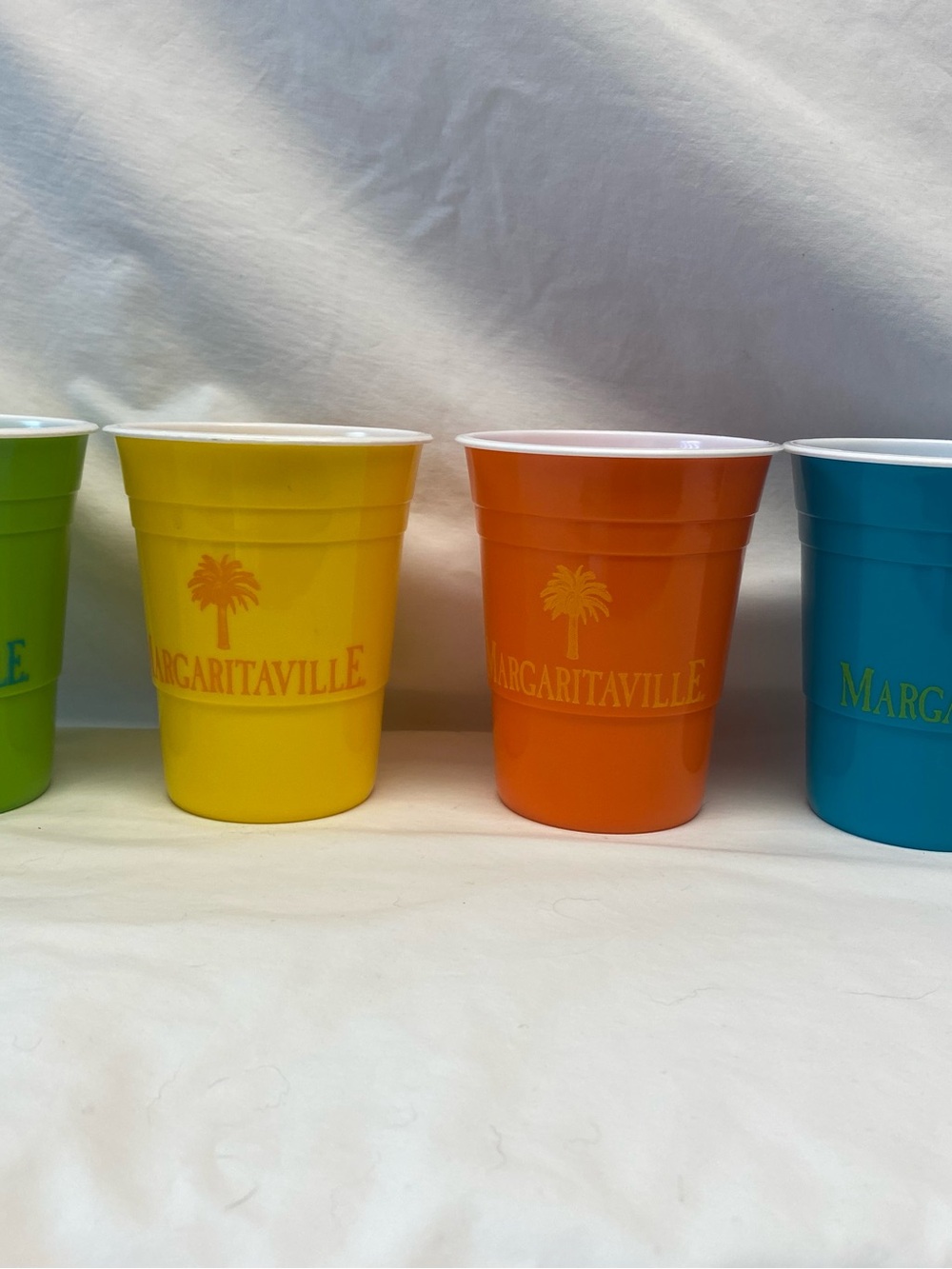 NEW Margaritaville Reusable Plastic Party Cups; Multi-Color, set of 4